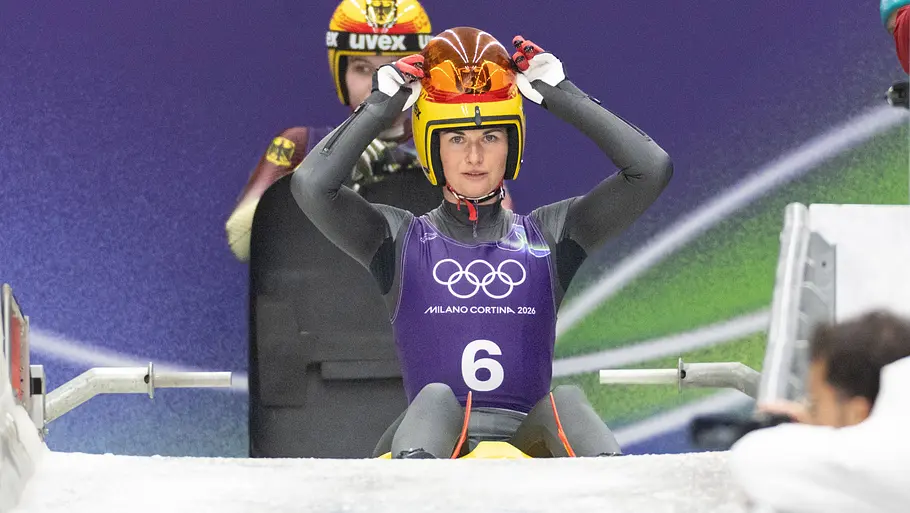 Holt sich Julia Taubitz Gold im Rodeln? Julia Taubitz an der Startbahn beim Rodeln.