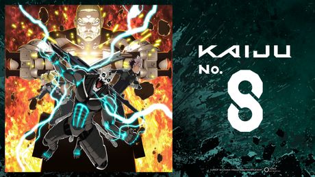 Key-Art der zweiten Staffel von „Kaiju No.8“: In Zentrum türmt Isao vor Kafka in Kaiju-Form. Links und rechts stehen Gen und Kikuro - Foto: Toho Animation