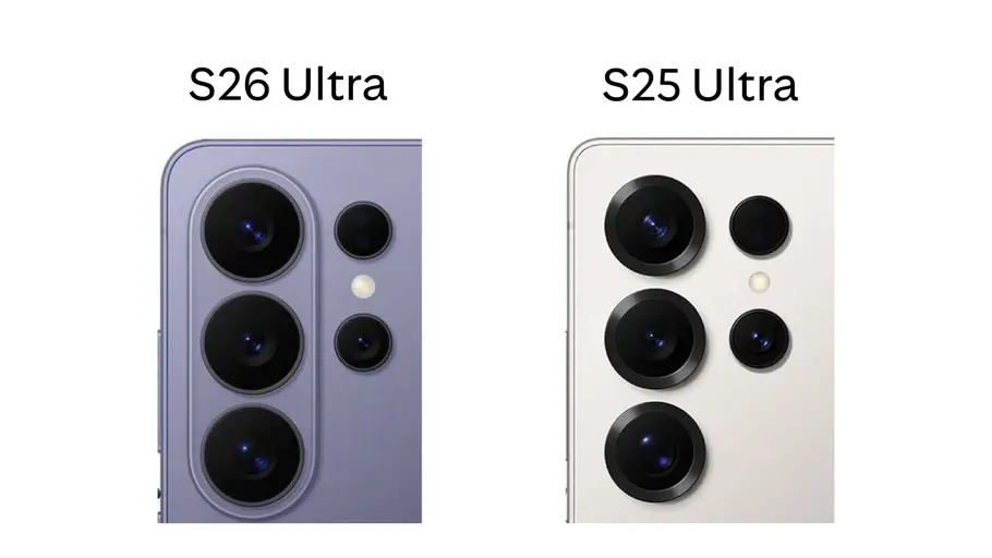 Kameralinsen-Vergleich vom Samsung Galaxy S26 Ultra und S25 Ultra