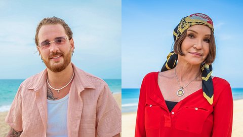Collage: Links Dennis Lodi, rechts Anouschka Renzi beide posieren am Star-Strand - Foto: RTLZWEI