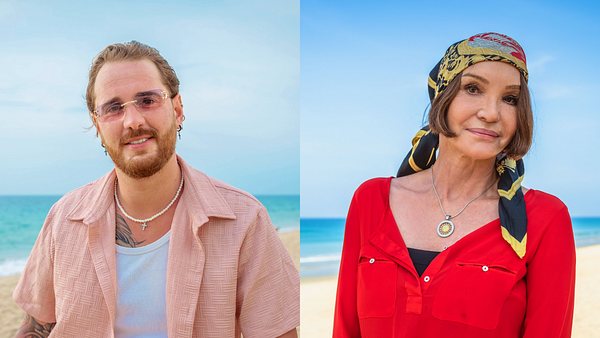 Collage: Links Dennis Lodi, rechts Anouschka Renzi beide posieren am Star-Strand - Foto: RTLZWEI