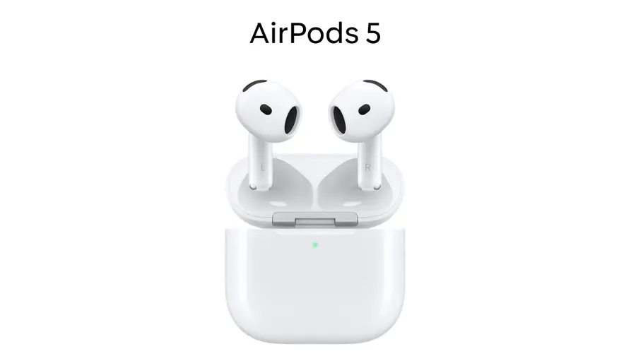 Aufmacherbild AirPods 5 AirPods 5 vor weißem Hintergrund mit Schriftzug zum Artikel