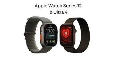 Apple Watch Series 12 und Ultra 4 vor einem weißen Hintergrund und Schriftzug zu den Produkten - Foto: Apple Apple Watch Series 12 und Ultra 4 vor einem weißen Hintergrund und Schriftzug zu den Produkten - Foto: Apple