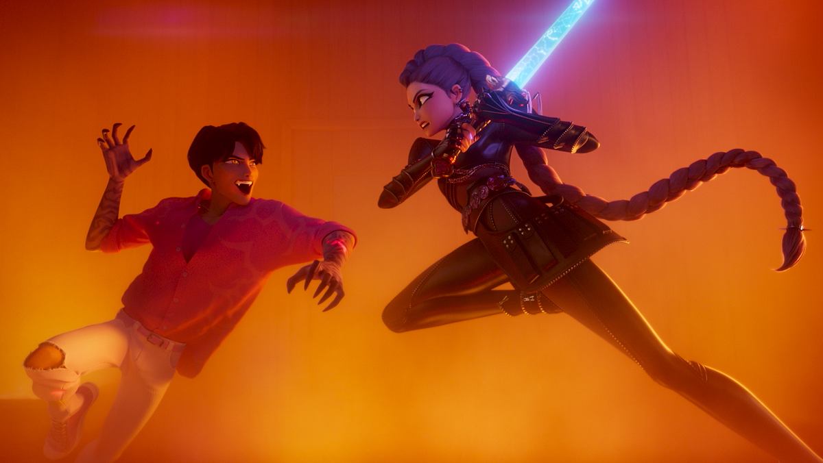 Kpop Demon Hunters Jinu und Rumi kämpfen gegeneinander
