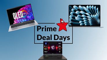 Ein Prime Deal Days Schriftzug. Darum Laptops - Foto: Amazon/PR