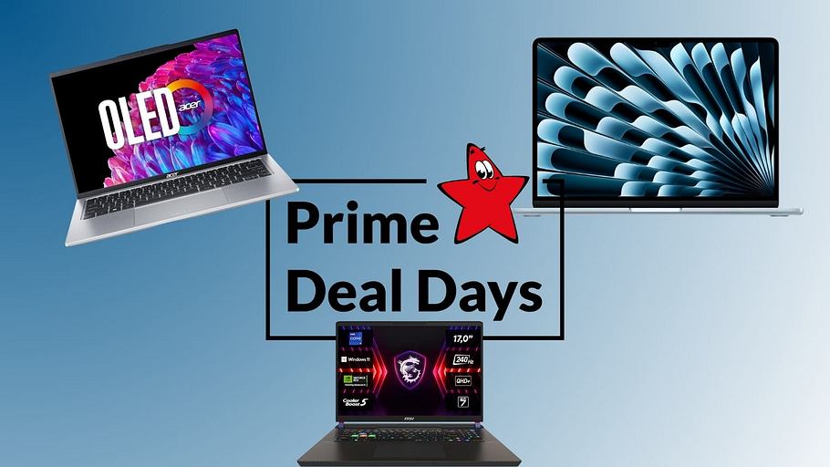 Ein Prime Deal Days Schriftzug. Darum Laptops