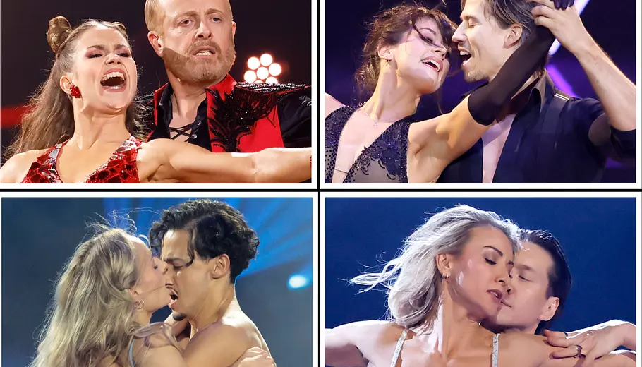 lets-dance-halbfinalisten Collage zeigt Let's-Dance-Halbfinalisten Joel Mattli & Malika Dzumaev, Ross Antony & Mariia Maksina, Milano & Marta Arndt, Anna-Carina Woitschack & Evgeny Vinokurov.