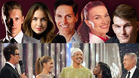 Collage: Oben die „Let’s Dance“-Profis, die extra für die Profi-Challenge zurückkehren, unten die Jury und die Juroren - Foto: Instagram/Lets-Dance und  RTL / Stefan Gregorowius