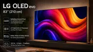 Großformatiger LG OLED evo Fernseher mit 83 Zoll Bildschirmdiagonale auf einem Lowboard im Wohnzimmer, auf dem Display ist eine farbintensive abstrakte Grafik zu sehen. Links im Bild stehen Hinweise zu OLED, α11 Gen3 4K AI-Prozessor, Dolby Vision & Atmos sowie 120 Hz mit G-Sync und FreeSync. - Foto: tvmovie / mit KI erstellt Großformatiger LG OLED evo Fernseher mit 83 Zoll Bildschirmdiagonale auf einem Lowboard im Wohnzimmer, auf dem Display ist eine farbintensive abstrakte Grafik zu sehen. Links im Bild stehen Hinweise zu OLED, α11 Gen3 4K AI-Prozessor, Dolby Vision & Atmos sowie 120 Hz mit G-Sync und FreeSync. - Foto: tvmovie / mit KI erstellt