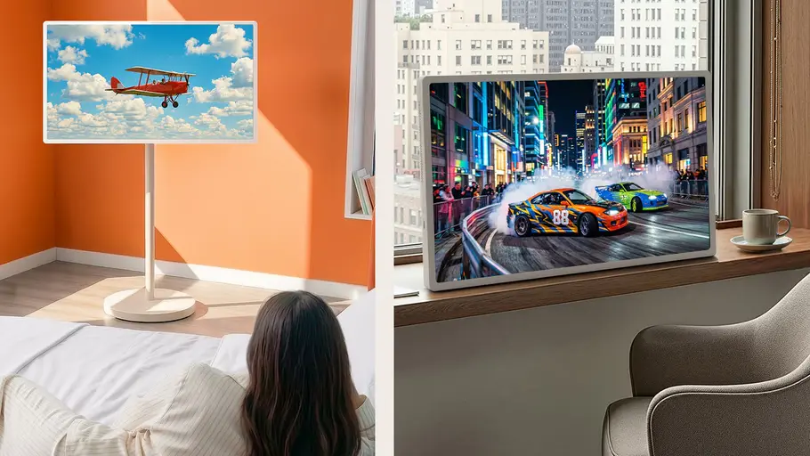 Mobiler Fernseher LG StanbyME 2 Max im Schlaf- und im Hotelzimmer Mobiler Fernseher LG StanbyME 2 Max im Schlaf- und im Hotelzimmer