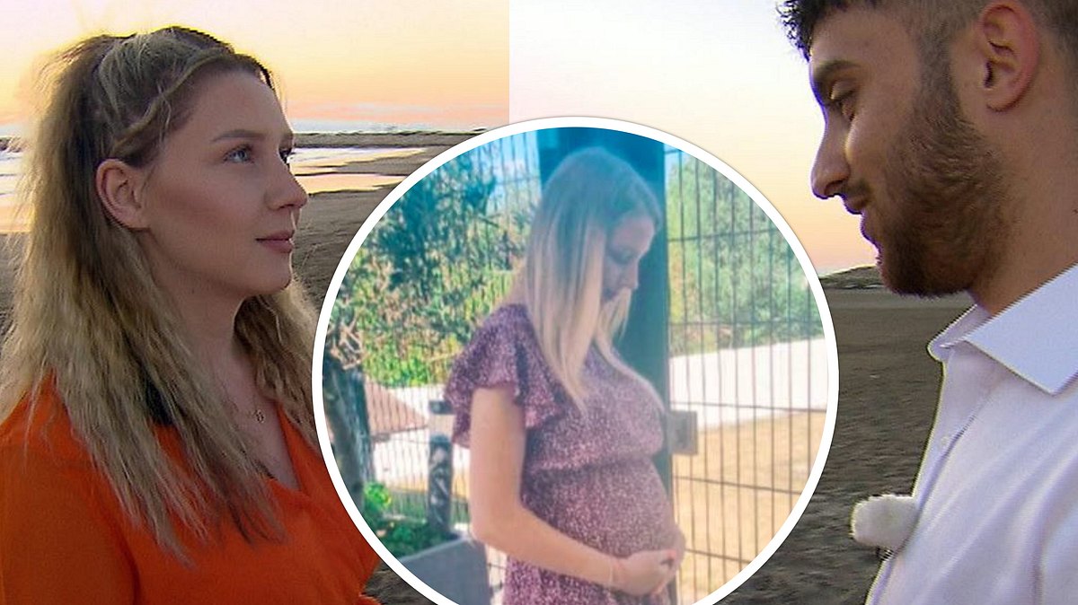 Loredana Wollny gibt Baby-Update Collage: Loredana Wollny und Servet schauen sich verliebt an, in einem Kreis sieht man sie mit Schwangerschaftsbauch