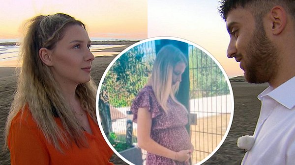 Collage: Loredana Wollny und Servet schauen sich verliebt an, in einem Kreis sieht man sie mit Schwangerschaftsbauch - Foto: Instagram/Loredana-Wollny