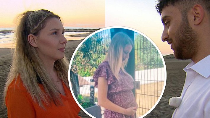 Collage: Loredana Wollny und Servet schauen sich verliebt an, in einem Kreis sieht man sie mit Schwangerschaftsbauch - Foto: Instagram/Loredana-Wollny