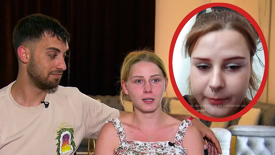 Calantha und Loredana vs. Silvia Wollny Collage zeigt Servet und Loredana Wollny und Calantha Wollny in einem roten Kreis.
