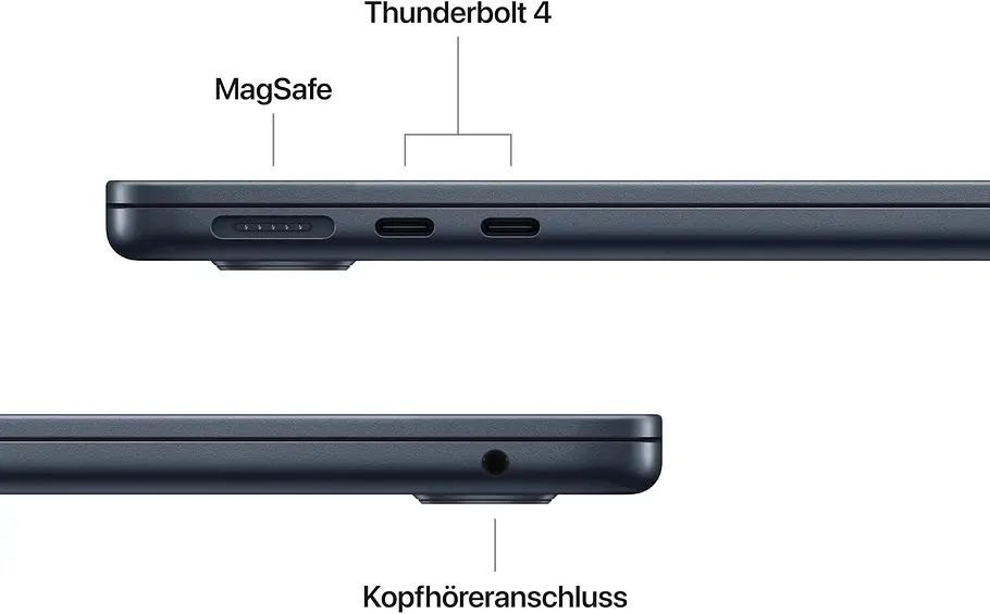 MacBook Air Anschlüsse Seitenansicht von links und rechts