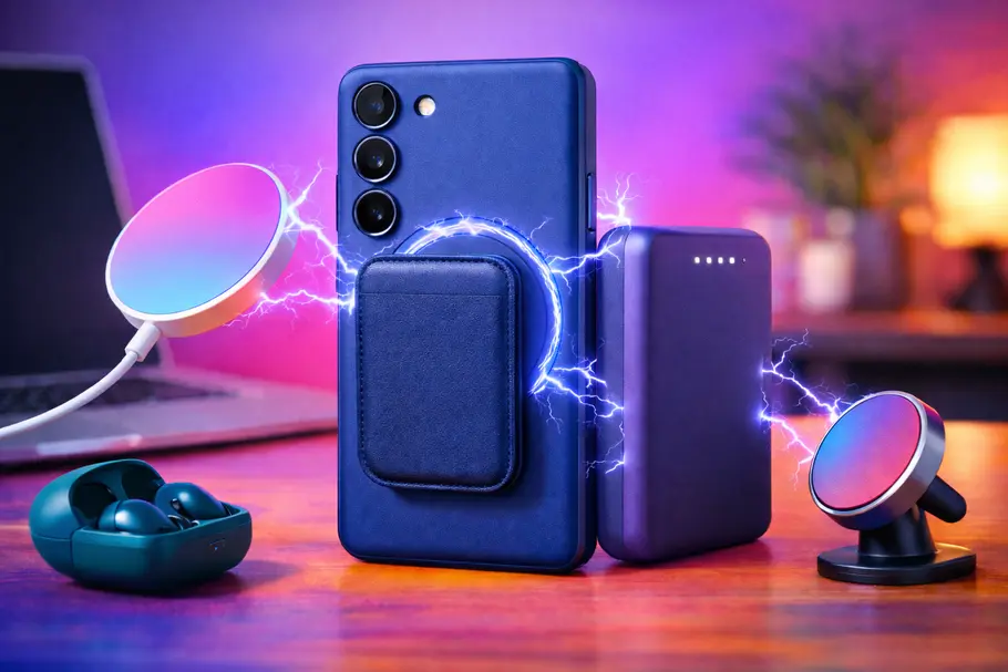 Magnetisches Zubehör fürs Samsung Galaxy 26 Ein symbolisches Bild von einem Samsung Galaxy 26 Ultra mit magnetischem Zubehör