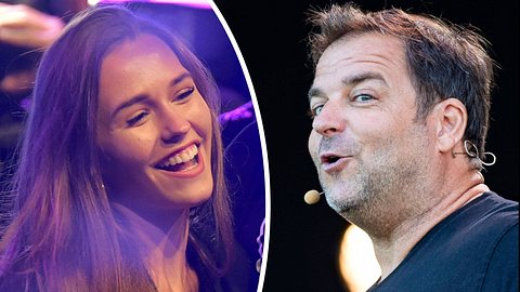 Collage: Links Laura Müller lachend mit offenem Mund, rechts Martin Rütter mit hämischem Gesichtsausdruck - Foto:  IMAGO / Future Image und  IMAGO / Revierfoto