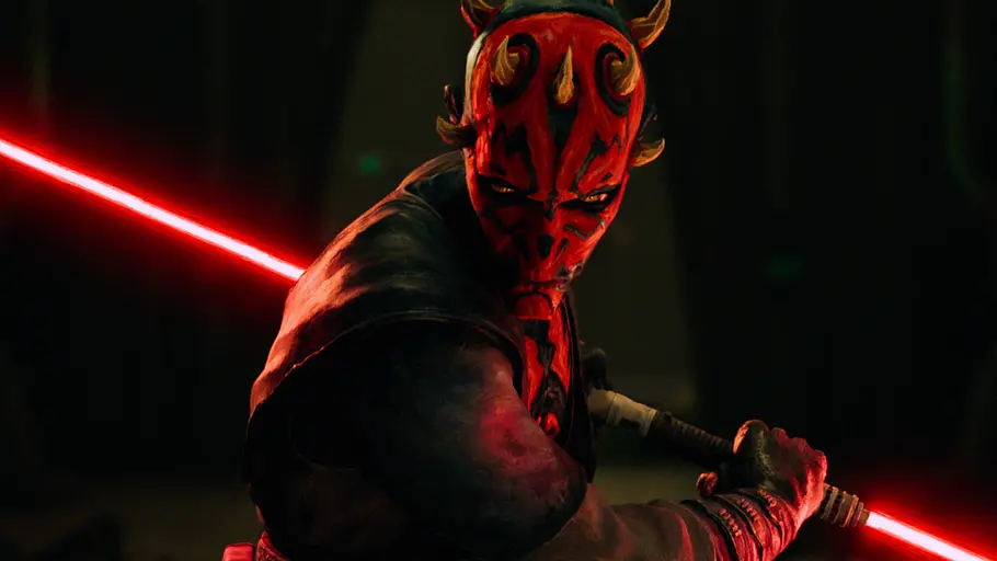 Der Sith Maul mit seinem Laserschwert.