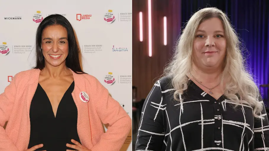 Collage: Links Melissa Ortiz-Gomez auf einem Event und rechts Yvonne Marquard im Talk-Studio