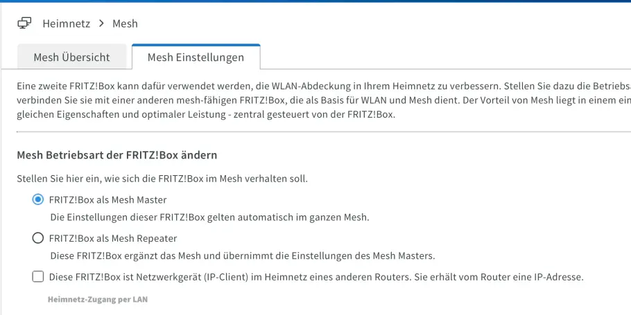 Mesh Master Fritzbox Mesh Master Fritzbox Einstellungen
