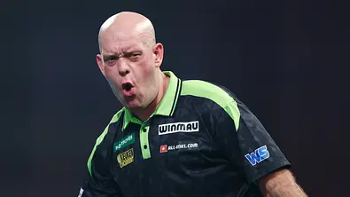 Michael van Gerwen verzieht sein Gesicht bei der Darts-WM 2026 - Foto: IMAGO / Pro Sports Images