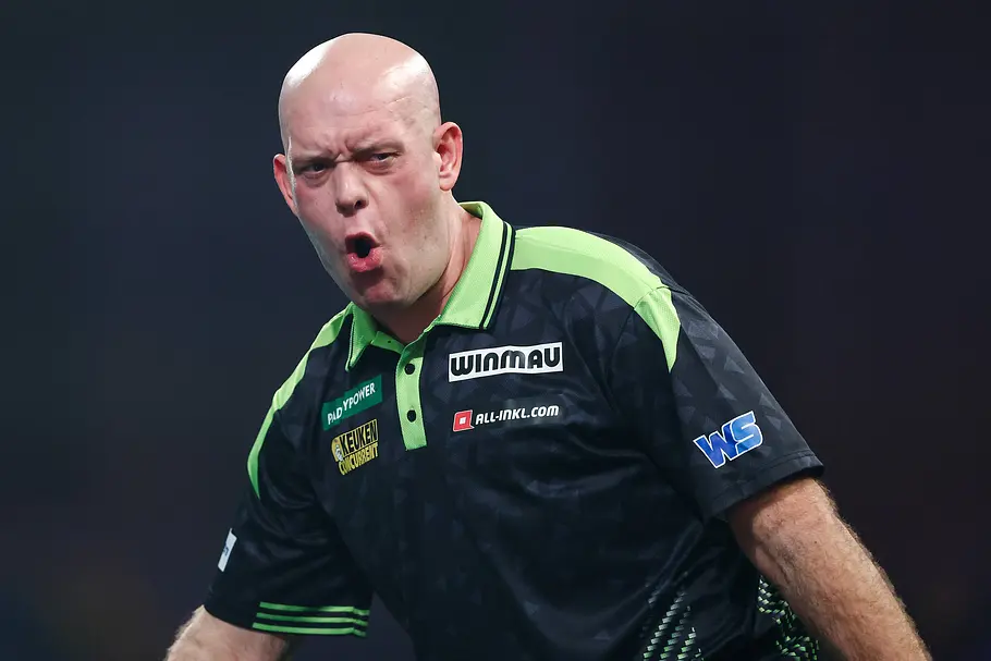 Michael van Gerwen Michael van Gerwen verzieht sein Gesicht bei der Darts-WM 2026