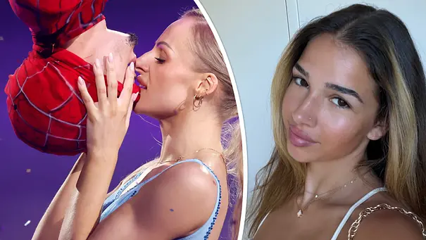 Collage: Links der legendäre Final-Kuss von Milano und Marta Arndt, rechts Influencerin Zoe Sal. - Foto: IMAGO / Panama Pictures und Instagram.com/zoesalg/ Collage: Links der legendäre Final-Kuss von Milano und Marta Arndt, rechts Influencerin Zoe Sal. - Foto: IMAGO / Panama Pictures und Instagram.com/zoesalg/