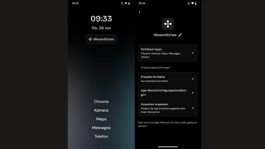 Zwei Screenshots eines Smartphone-Bildschirms.