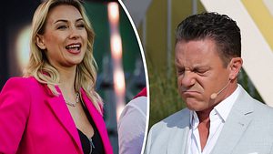 Collage: links lächelt Anna-Carina Woitschack und rechts hat Stefan Mross einen saueren Blick - Foto: Collage: IMAGO / Daniel Scharinger, IMAGO / Bildagentur Monn