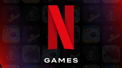 Netflix Games Logo im Vordergrund, dahinter eine große Spieleauswahl - Foto: Netflix