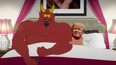 Der Teufel und Donald Trump liegen gemeinsam im Bett. - Foto: Comedy Central