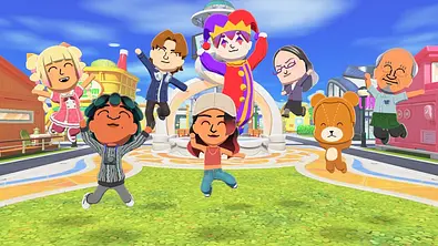 Die Bewohner von einer Insel von Tomodachi Life, springen und sehen glücklich dabei aus - Foto: Nintendo