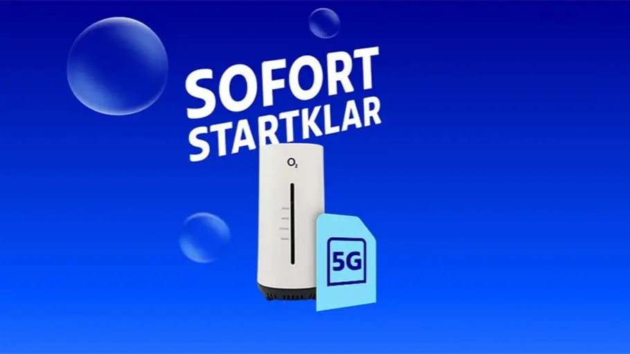 o2-homespot-deal-tvmovie O2 Homespot mit Schlagzeile Sofort Startklar und 5G Sim-Karte auf blauen Hintergrund