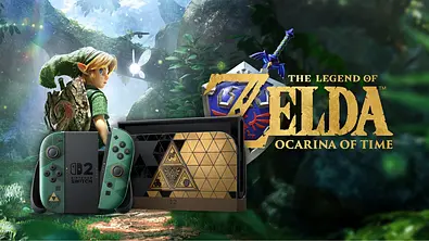 Nintendo bietet zum Start von Ocarina of Time eine exklusive Switch 2 im Zelda-Design an. - Foto: © Nintendo / TVMovie / PR
