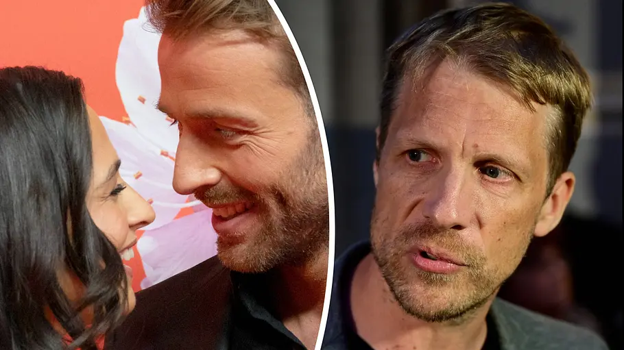 Collage: Links strahlen sich Amira Aly und Christian Düren verliebt an, rechts schaut Oliver Pocher missgünstig und verbittert zur Seite. 
