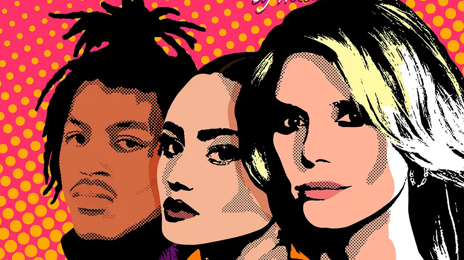 Zeichnung zeigt Henry, Leni und Heidi Klum.