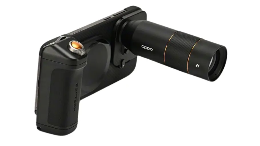 Oppo Telephoto-Extender-Objektiv vro weißem Hintergrund