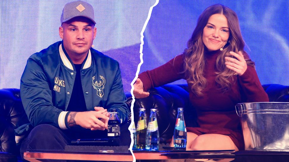 Riss-Collage aus Pietro Lombardi & Laura Maria Rypa, die auf einem Sofa sitzen - Foto: IMAGO / pictureteam
