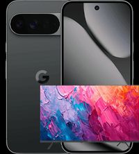Google Pixel 10 Pro XL plus Metz 55 Zoll-TV on top