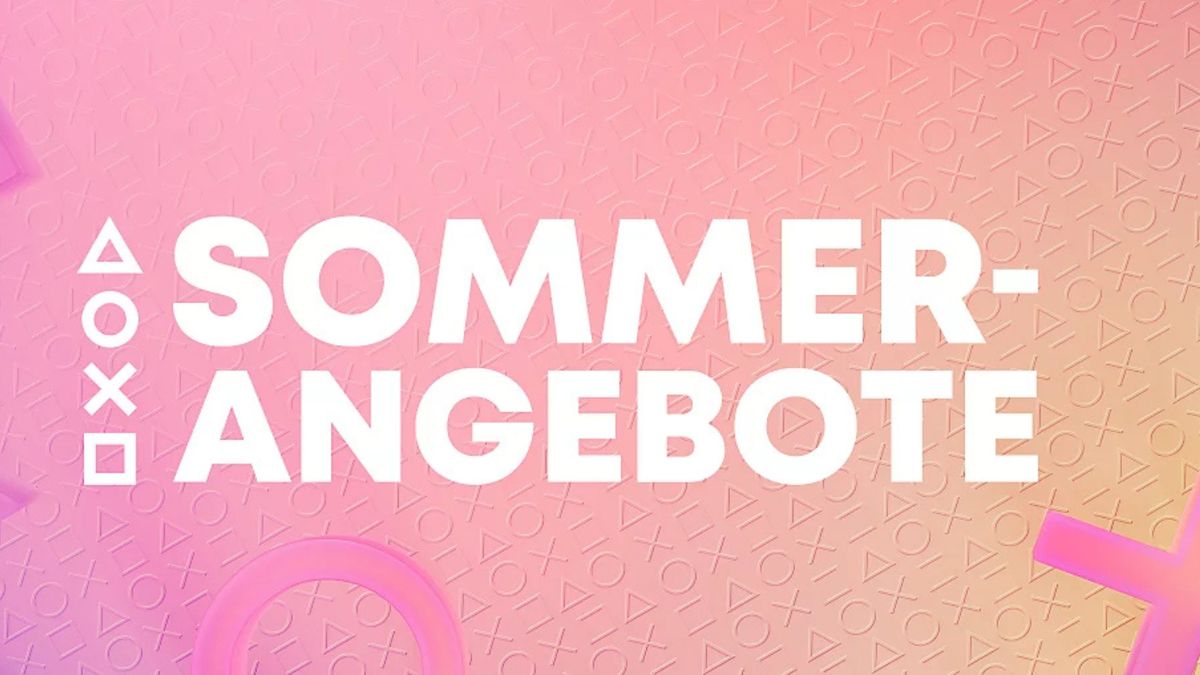 Playstation Store PS5 Slim Spiele Sommer Angebote Ein weißer Schriftzug auf buntem Hintergrund mit Sommerangebote ist zu lesen.
