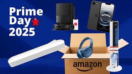 Verschiedene Produkte die es am Prime Day günstiger gibt kommen aus einer Kiste geflogen. - Foto: TVMovie.de & iStock (kyoshino, Ake Ngiamsanguan) & PR