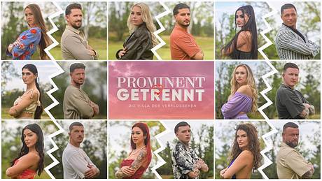 „Prominent getrennt“-Kandidaten und in der Mitte ist das Logo der Show zu sehen. - Foto: RTL