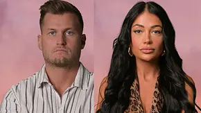 Richard Sternberg und Vanessa Brahimi vor rosa Hintergrund. - Foto: Collage. RTL Africa Vumazonke
