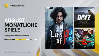 Die drei Titel für den August:  „Lies of P“, „DayZ“ und „My Hero One’s Justice 2“ - Foto: Sony
