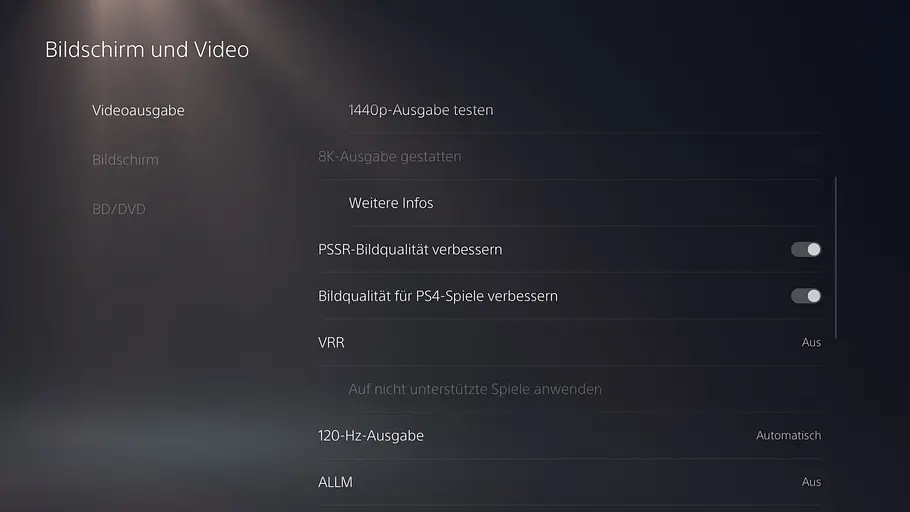 Anleitung zum Menüpunkt PSSR-Bildqualität verbessern unter den Systemeinstellungen der PS5 Pro 