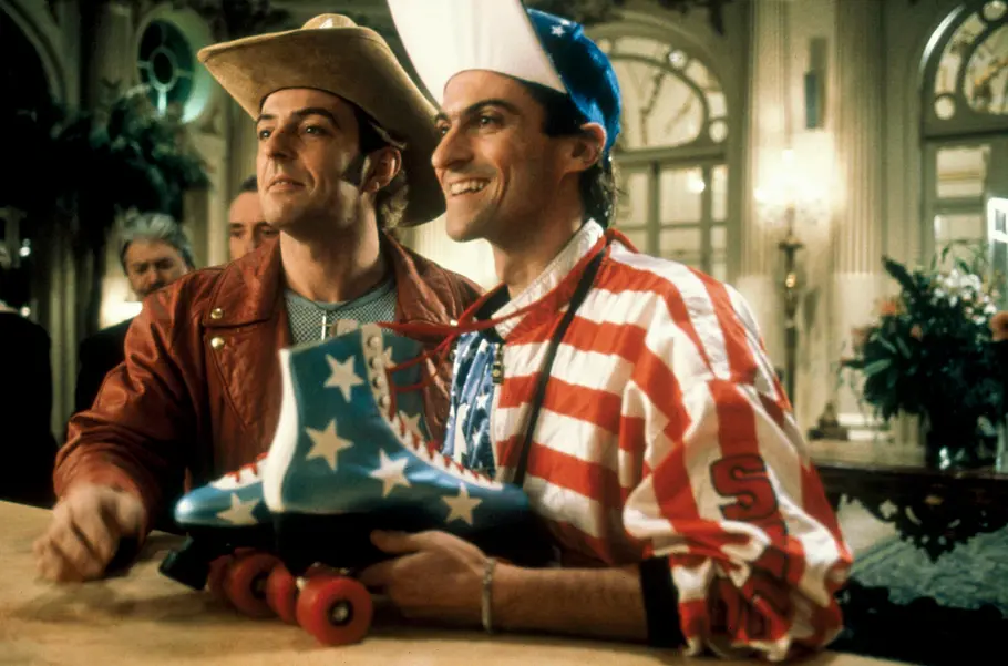 Johnnie Flodder (Huub Stapel) und Kees Flodder (René van’t Hof) in „Eine Familie zum Knutschen in Manhattan“ von 1992.