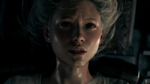 Grace, Protagonistin von Resident Evil 9 Requiem, schwitzt und schaut mit verquollenen Augen in die Kamera - Foto: Capcom
