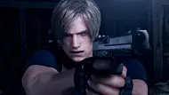 Leon hält seine Waffe auf eine Person im Off. - Foto: Capcom Leon hält seine Waffe auf eine Person im Off. - Foto: Capcom