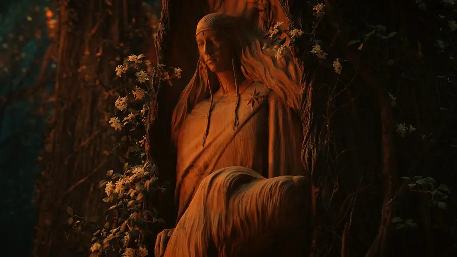 Huan und Lúthien wurden in Die Ringe der Macht auch von den Elben aus Lindon gewürdigt