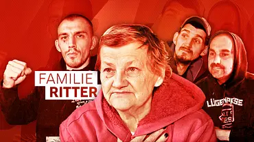Collage mit mehreren Mitgliedern der Familie Ritter vor rotem Hintergrund - Foto: stern TV